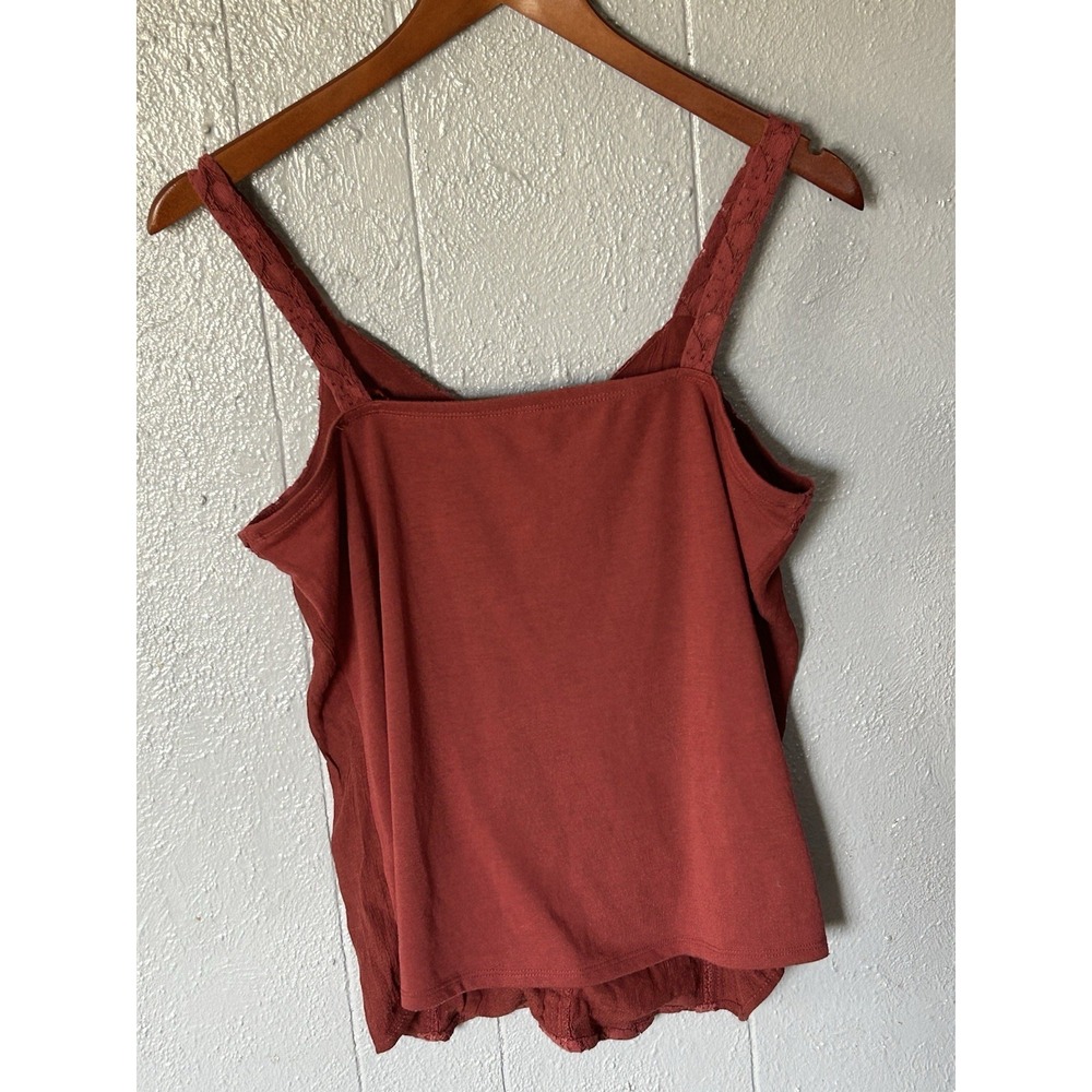 Women's Perseption Concept Lace Tank Top Blouse Burnt Red Tassels Size M Boho - Picture 4 of 4